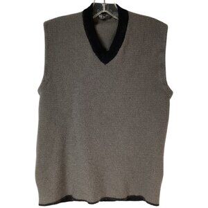 Vintage Guess Classics Gray & Black Merino Wool‎ V-Neck Sweater Vest - Men's XL